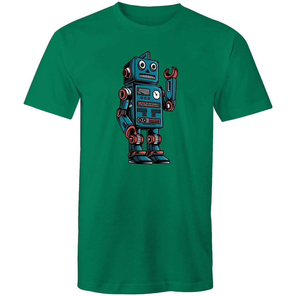 Robot - Mens T-Shirt Kelly Green Mens T-shirt Printed In Australia Sci Fi