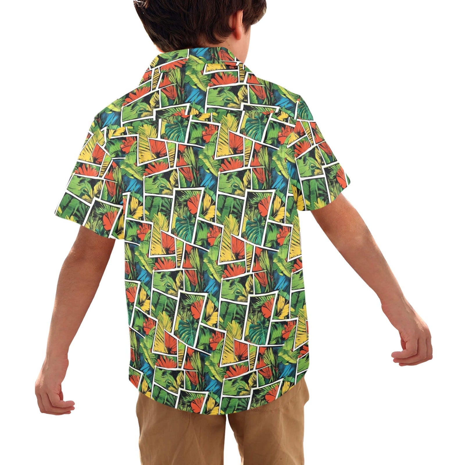 Tropical Comic Book Style Junior Kids Hawaiian Shirt