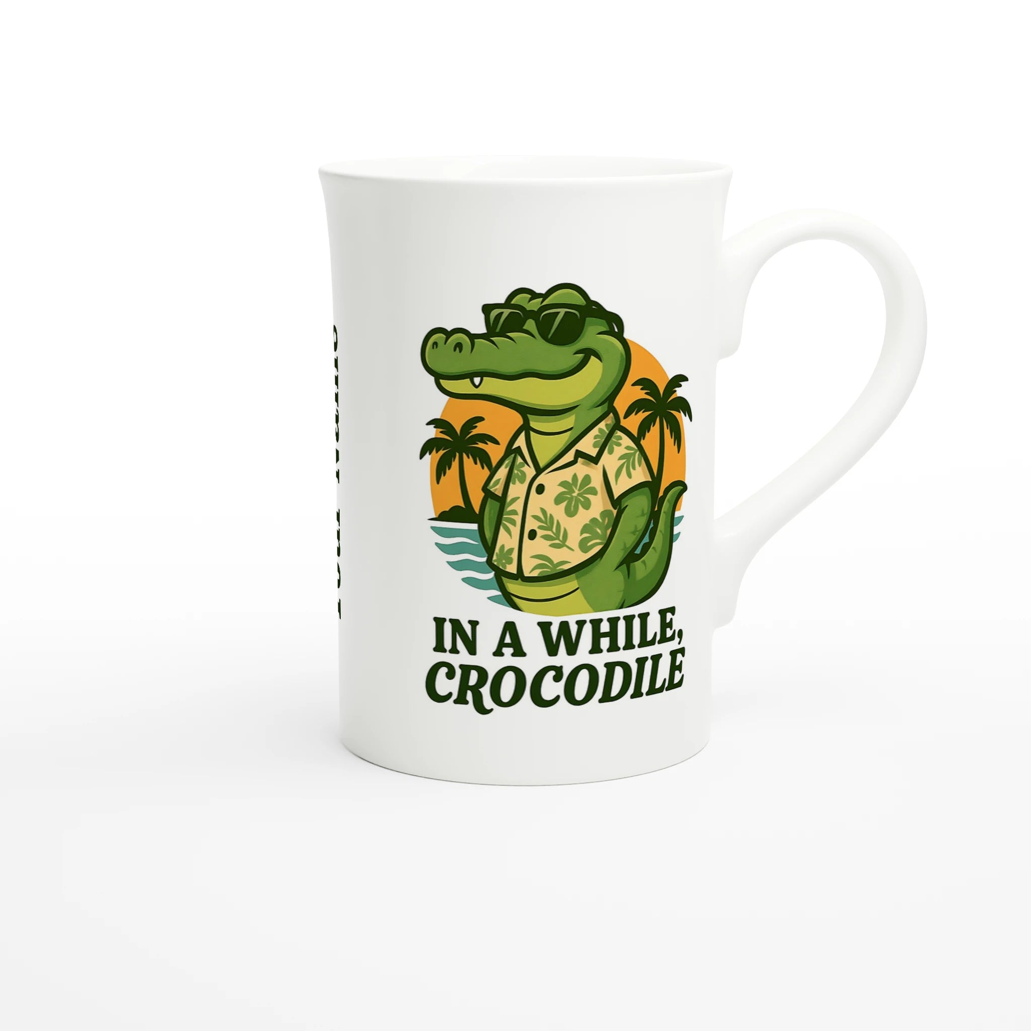 Personalised - In A While, Crocodile - White 10oz Porcelain Slim Mug Personalised Porcelain Mug animal Globally Fulfilled