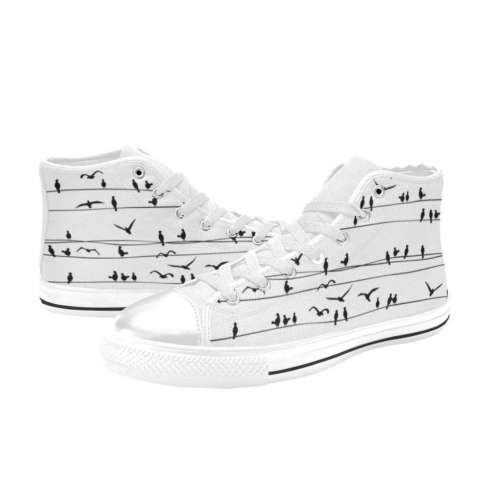 Birds On A Wire - Kids High Top Canvas Shoes