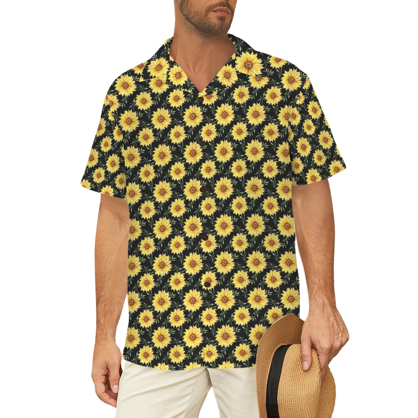 Painted Sunflower - Men's Short Sleeve Hawaiian Shirt