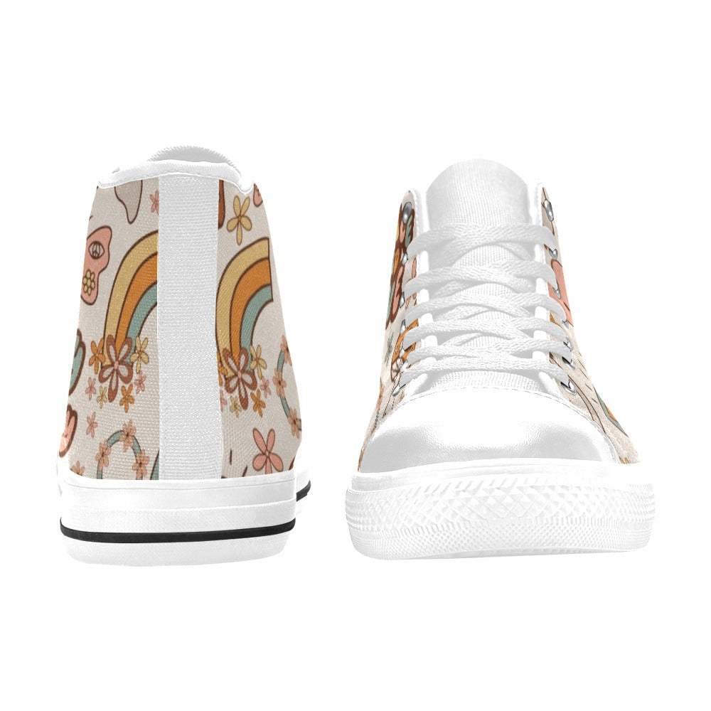 Peace And Love Kids High Top Canvas Shoes