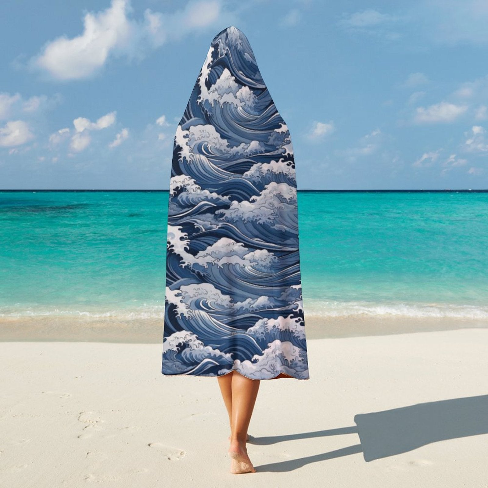 Japanese Waves Kids Hooded Blanket 100cm x 130cm