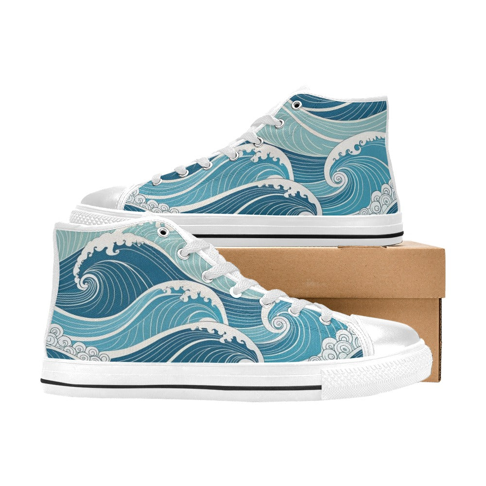 Ocean Waves - Men's High Top Canvas Shoes