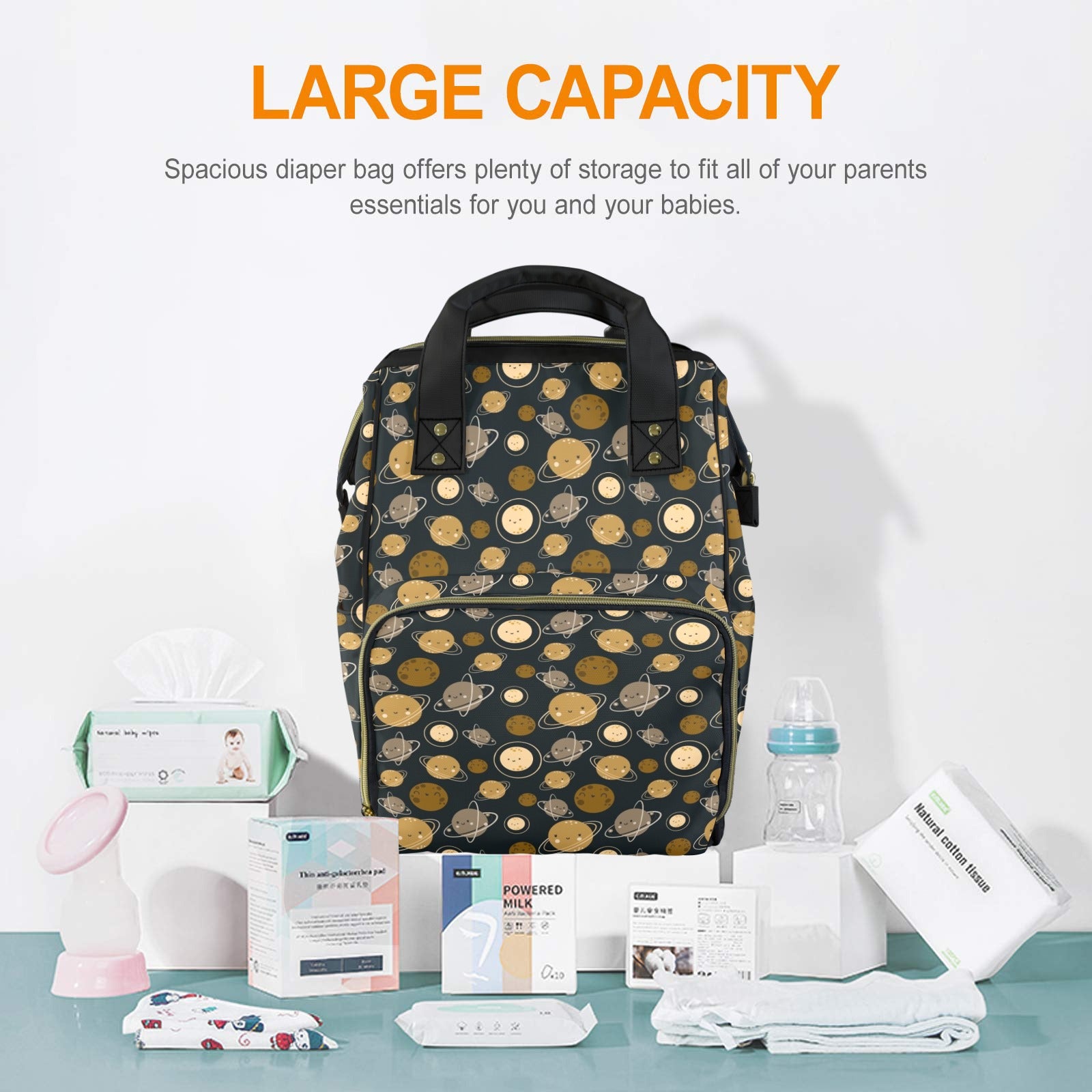 Planets Multi-Function Backpack, Nappy / Diaper Bag Multi-function Backpack, Nappy / Diaper Bag Printed Offshore Space
