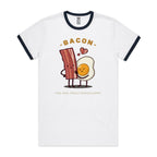 Bacon, You Are Truly Eggcellent - Staple Ringer Tee White Navy Ringer T-Shirt Food Printed In Australia
