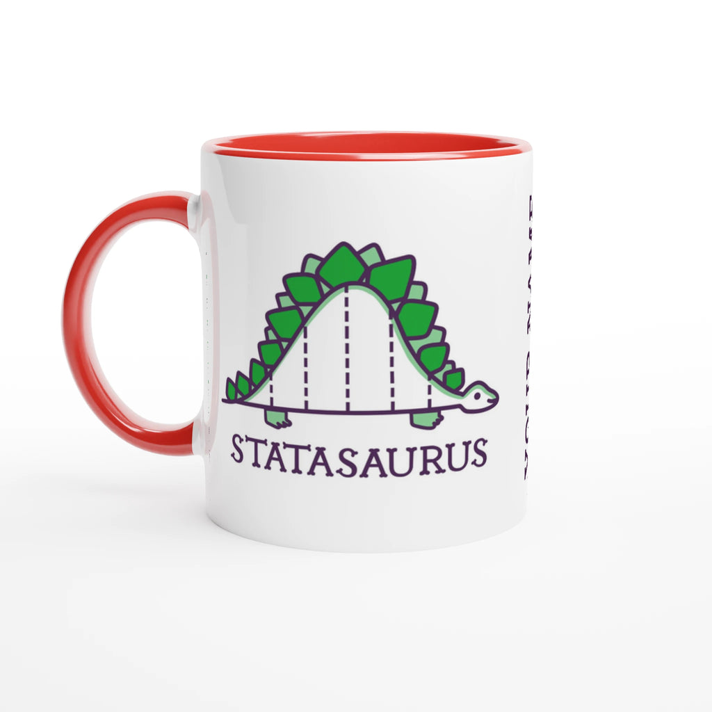 Personalised - Statasaurus - White 11oz Ceramic Mug with Colour Inside Ceramic Red Personalised 11oz Mug animal customise Globally Fulfilled Maths personalise Science