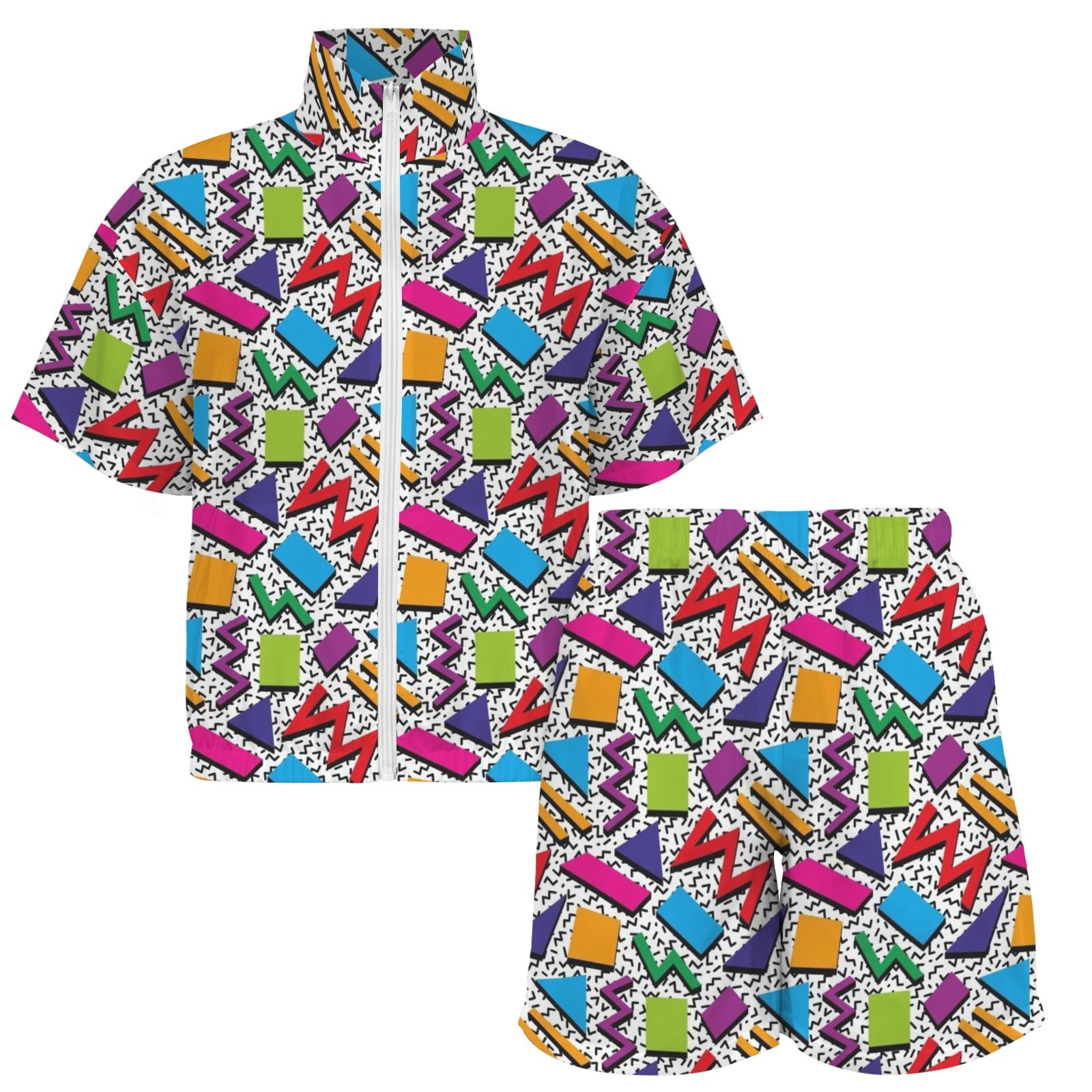 Graphic 80's Women's Windbreaker Short Set Women's Windbreaker Short Set Printed Offshore Retro
