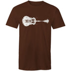 Guitar Reflection - Mens T-Shirt Dark Chocolate Mens T-shirt Music Printed In Australia