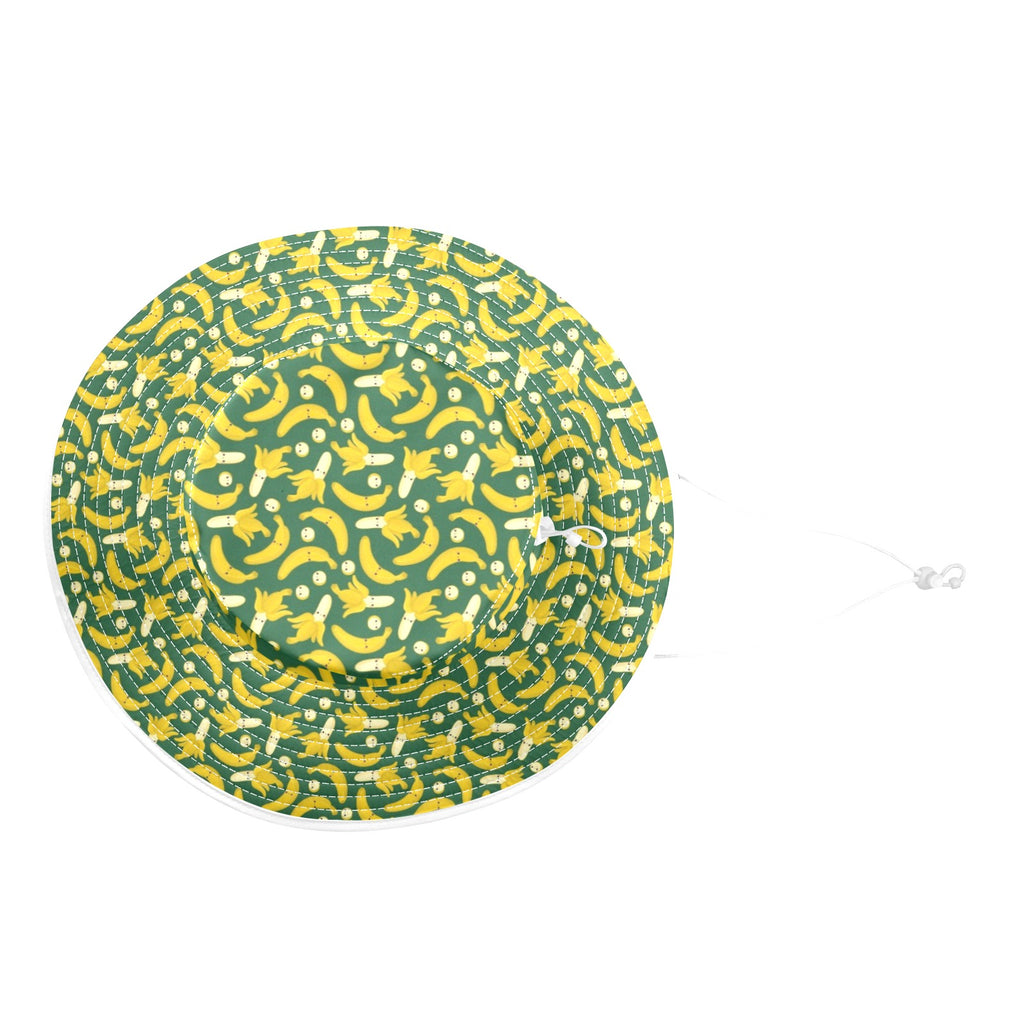 Happy Bananas Wide Brim Bucket Hat Wide Brim Bucket Hat Food Printed Offshore