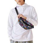 Graphic Flowers On Black - Bum Bag / Fanny Pack