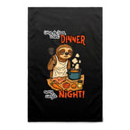 Sloth, Dinner Every Night - AS Colour Tea Towel Black One Size Tea Towel Printed In Australia