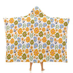 Boho Flowers Kids Hooded Blanket 100cm x 130cm white 40"×50" Kids Hooded Blanket Plants Printed Offshore