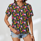 Tropical Floral Women's Short-Sleeve Button Up Shirt Women's Short-Sleeve Button Up Shirt Plants Printed Offshore