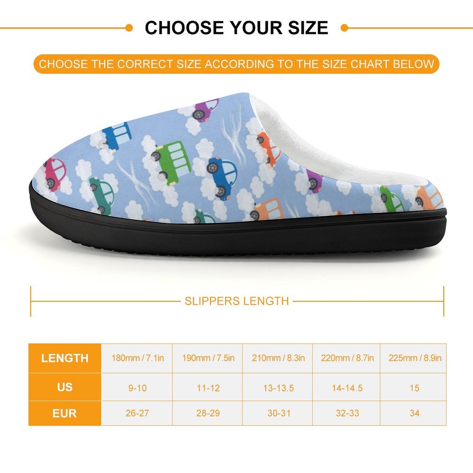 Colourful Cars Kids Cotton Slippers