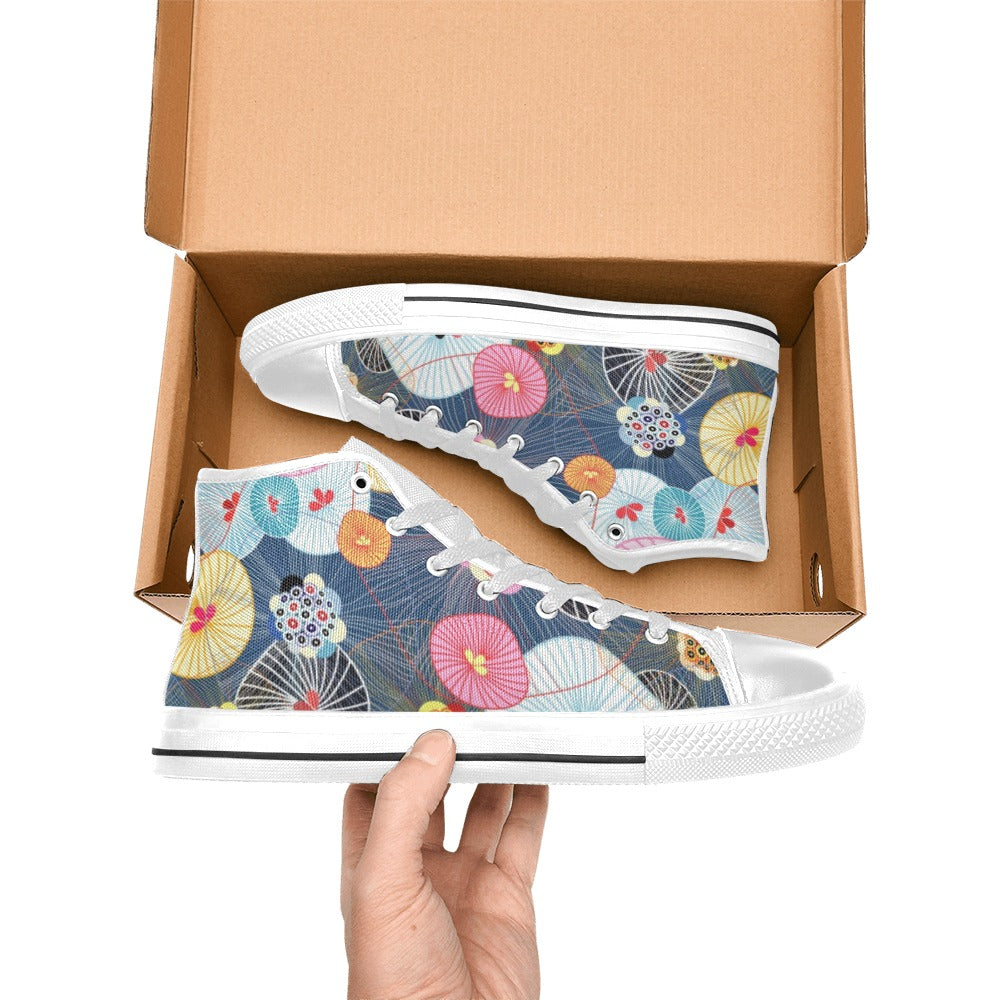 Abstract Floral - Women's High Top Canvas Shoes