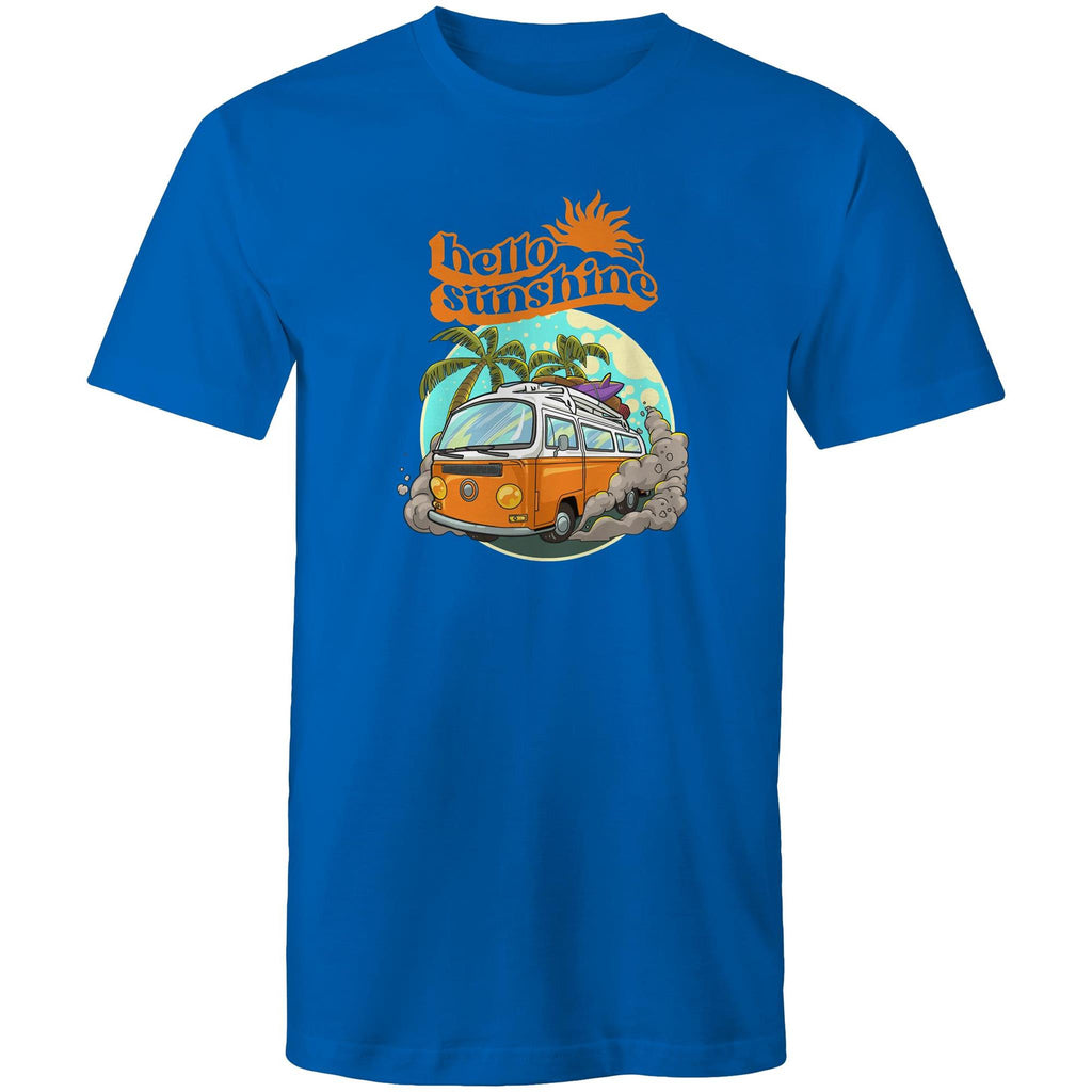 Hello Sunshine, Beach Van - Mens T-Shirt Bright Royal Mens T-shirt Printed In Australia Summer Surf