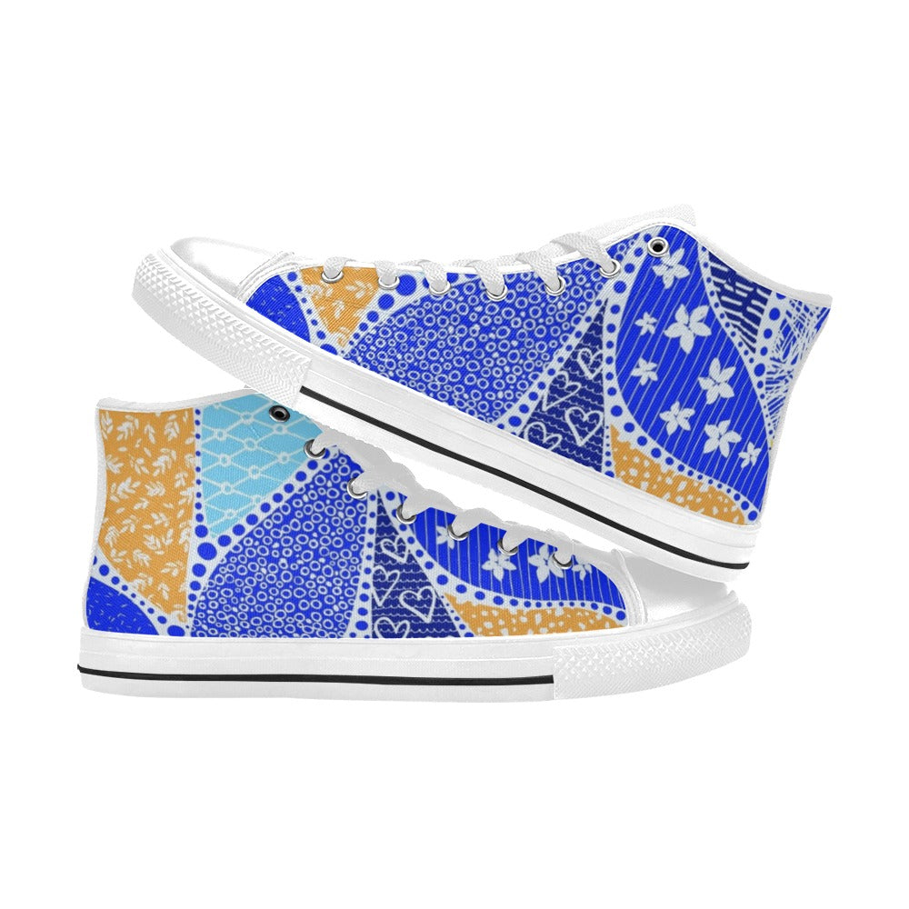 Blue Swirl - Men's High Top Canvas Shoes