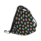 Colourful Cassettes Neoprene Lunch Bag/Large (Model 1669) Neoprene Lunch Bag Music Printed Offshore Retro