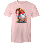 Christmas Gnome Wrapped In Lights - Mens T-Shirt Pink Mens Christmas T-shirt Christmas Printed In Australia