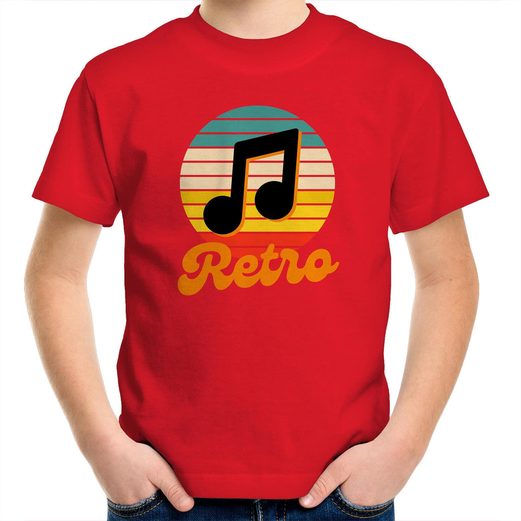 Retro Music - Kids Youth T-Shirt Red Kids Youth T-shirt Music Printed In Australia Retro