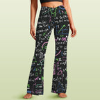 Equations In Green And Pink High Waist Crossover Tummy Control Flare Leggings 5XL High Waist Flare Leggings Maths Printed Offshore