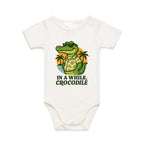 In A While, Crocodile AS Colour Baby Bodysuit Natural Baby Bodysuit animal Printed In Australia