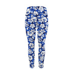Blue Hawaiian Floral - Women's High Waist Pockets Yoga Leggings