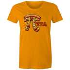 Pi Pizza - Womens T-shirt Orange Womens T-shirt Food Maths Printed In Australia Science
