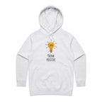 Think Positive, Lightbulb - Womens Hoodie White Marle Womens Hoodie Positivity Printed In Australia