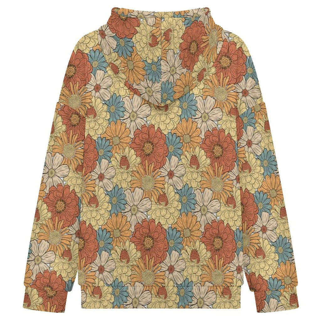 Vintage Retro Floral Women's Full-Zip Hoodie