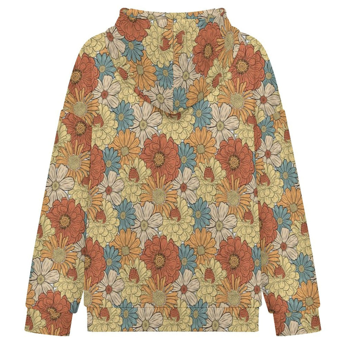 Vintage Retro Floral Women's Full-Zip Hoodie