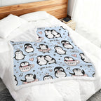 Penguin Love - Double-Layer Fleece Blanket 51"x59"
