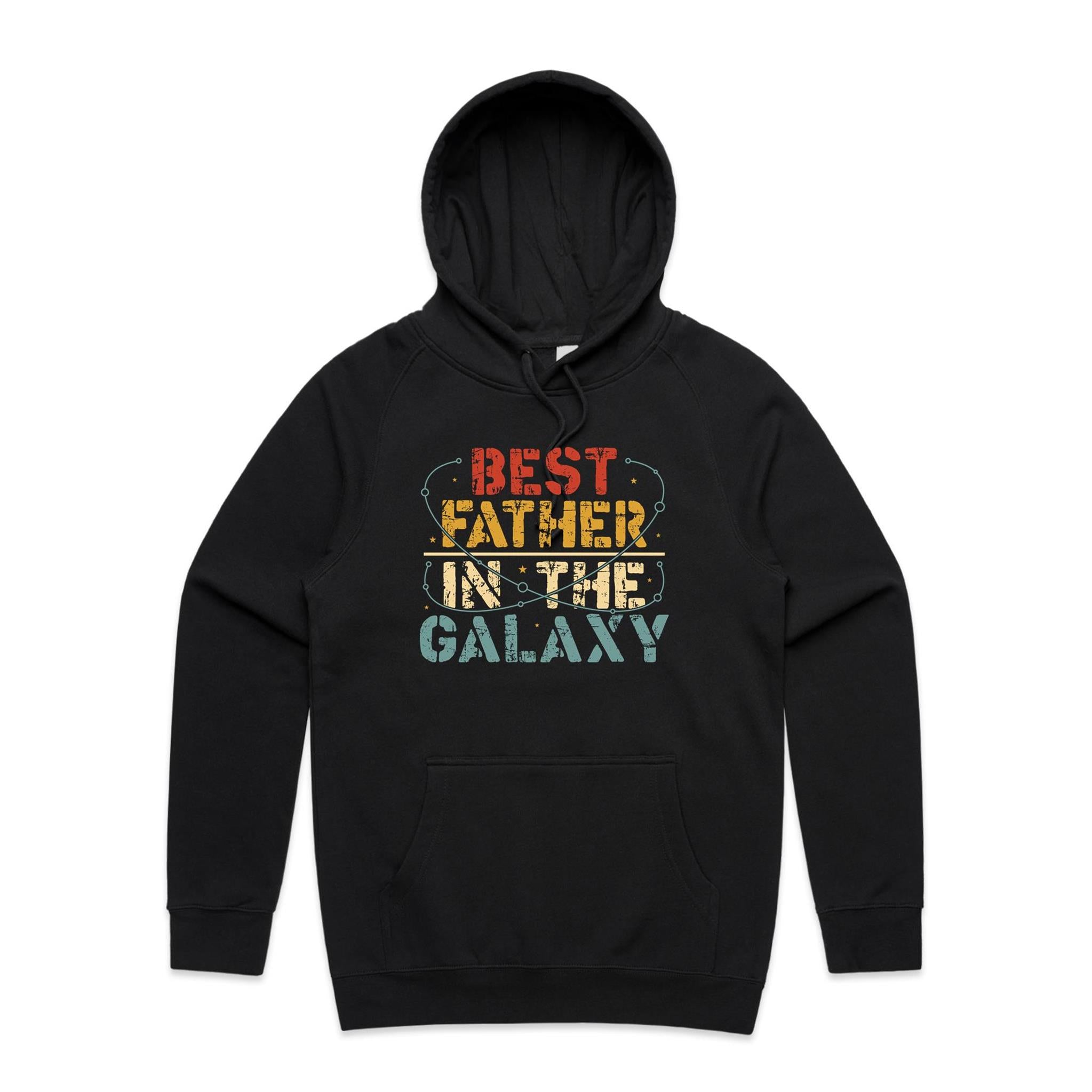 Best Father In The Galaxy - Mens Hoodie Black Mens Hoodie Dad Printed In Australia