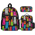 Crazy Cats Three Piece Backpack Set white One size Three Piece Backpack Set Printed Offshore