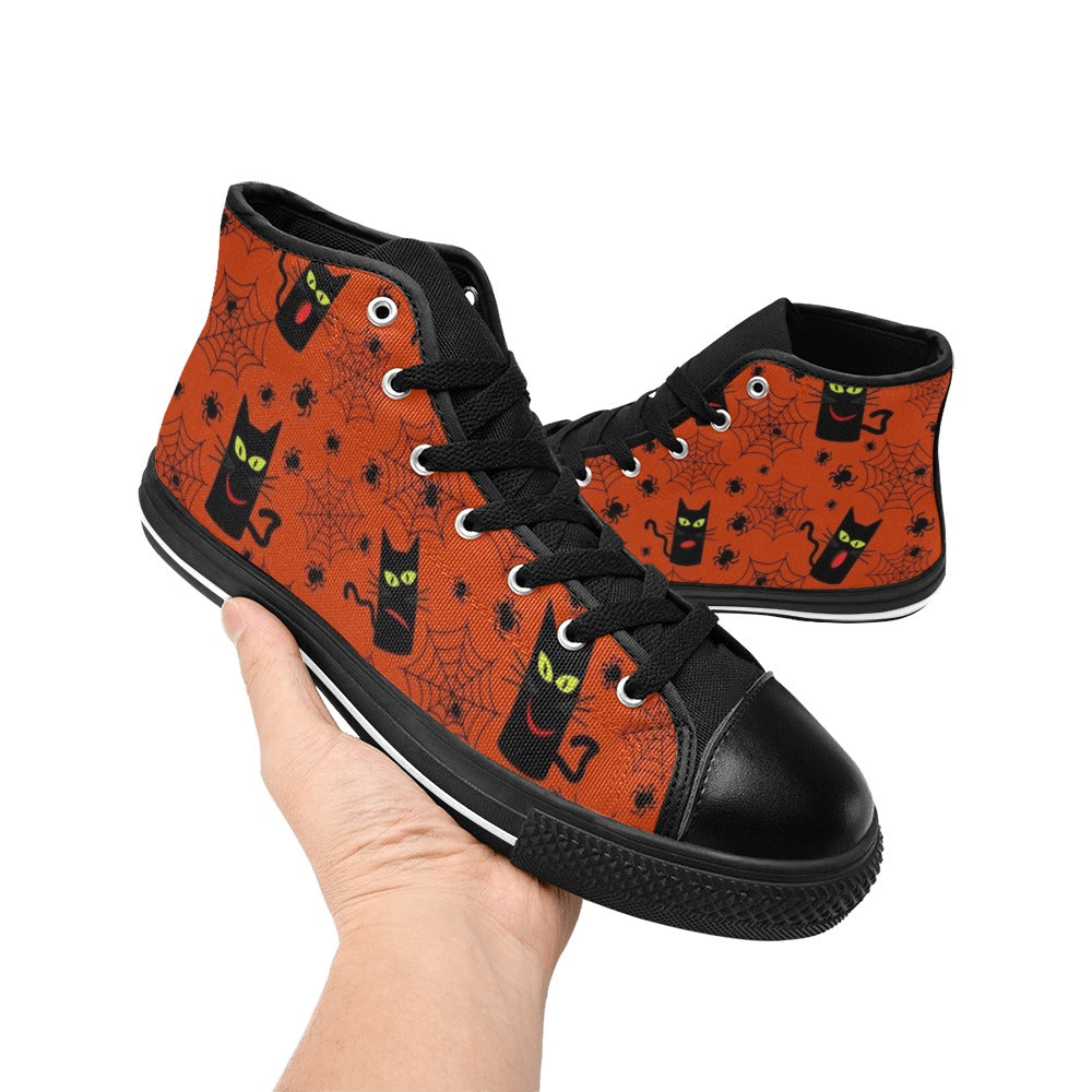 Halloween Black Cats Men's High Top Canvas Shoes Men's Classic High Top Canvas Shoes animal Halloween Printed Offshore