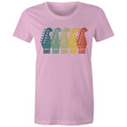 Guitar Headstocks - Womens T-shirt Pink Womens T-shirt Music Printed In Australia