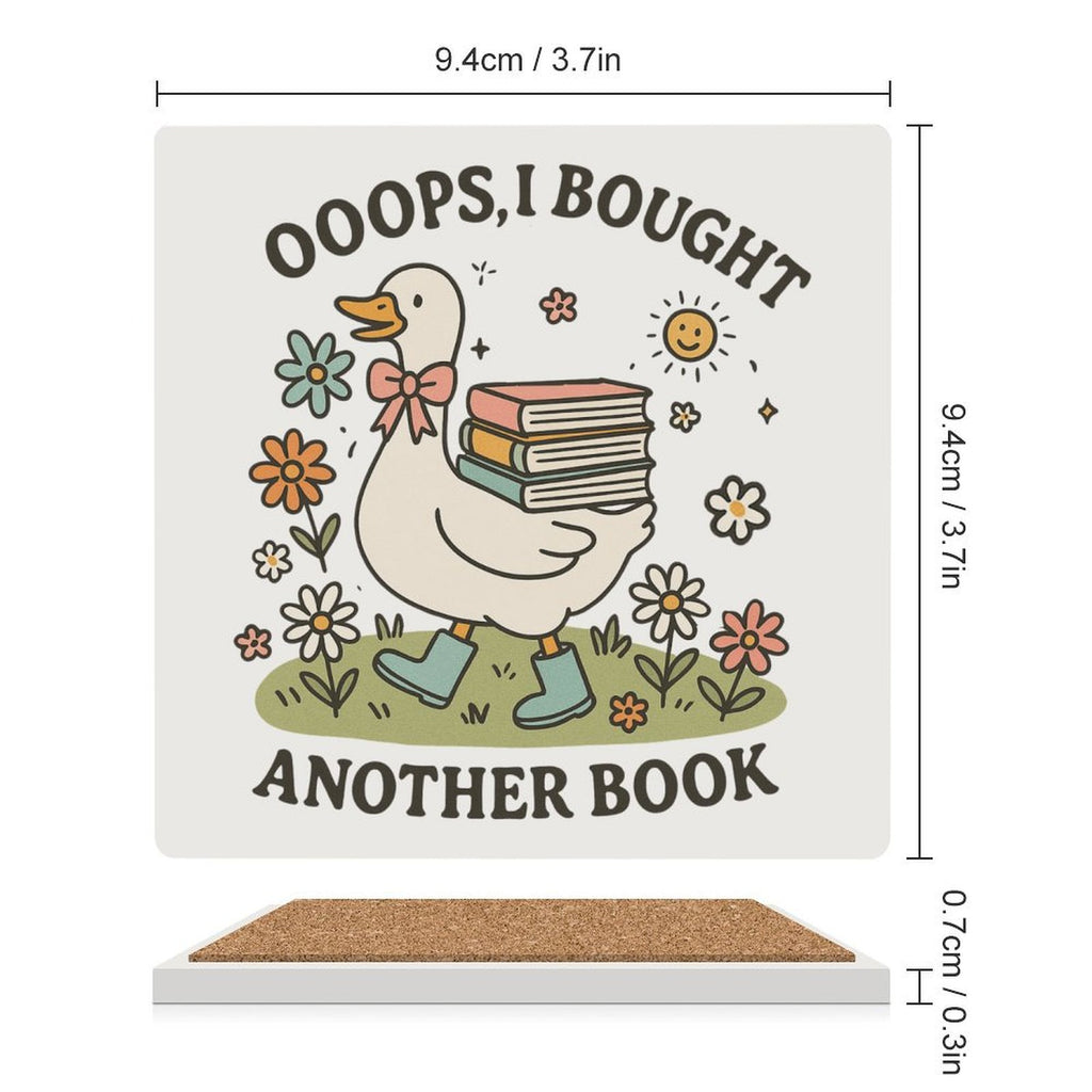 Oops, I Bought Another Book, Goose - Ceramic Coasters (Square) Ceramic Coasters animal Printed Offshore Reading