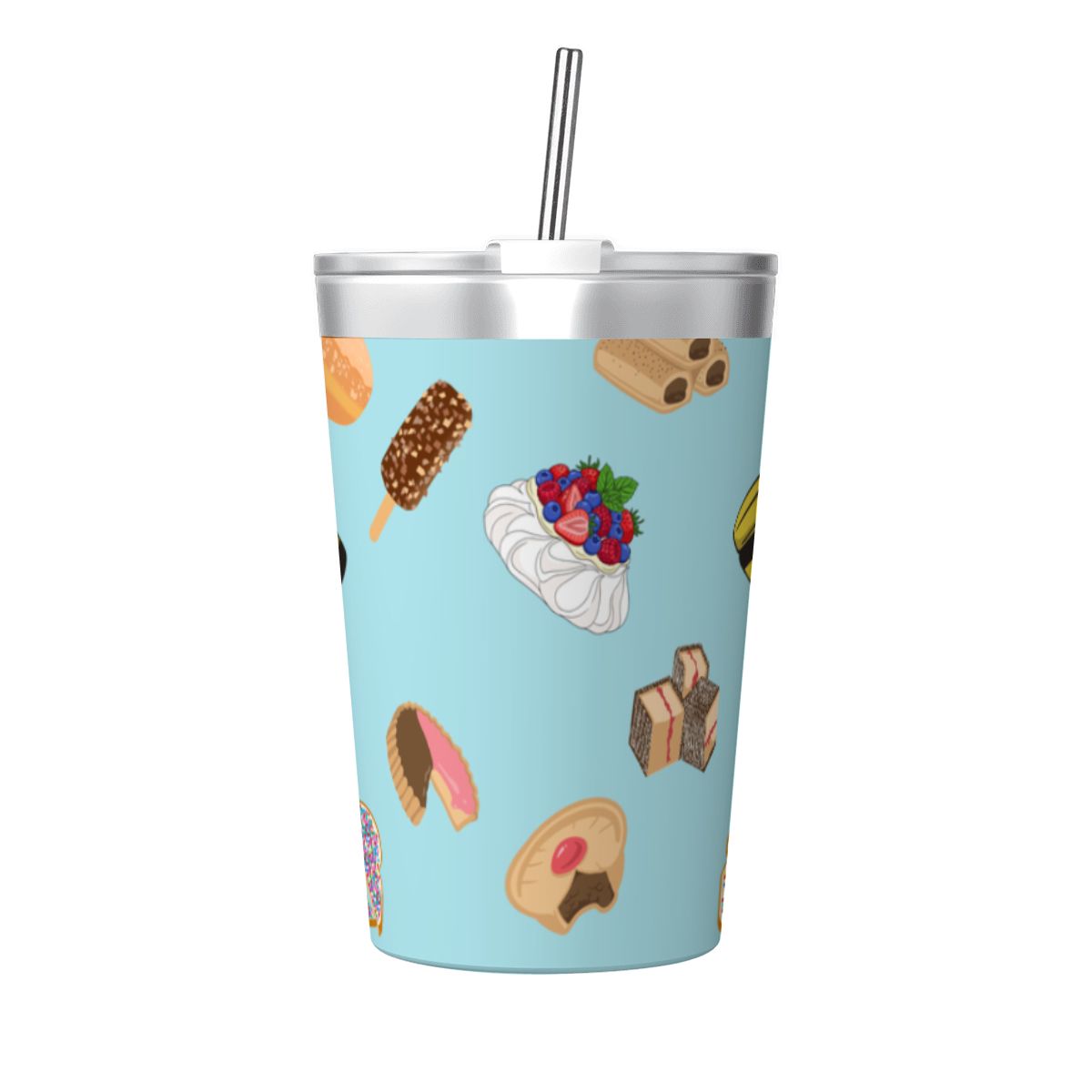 Classic Aussie Food Icons Small Stainless Steel Travel Mug Cup 12oz/350ml
