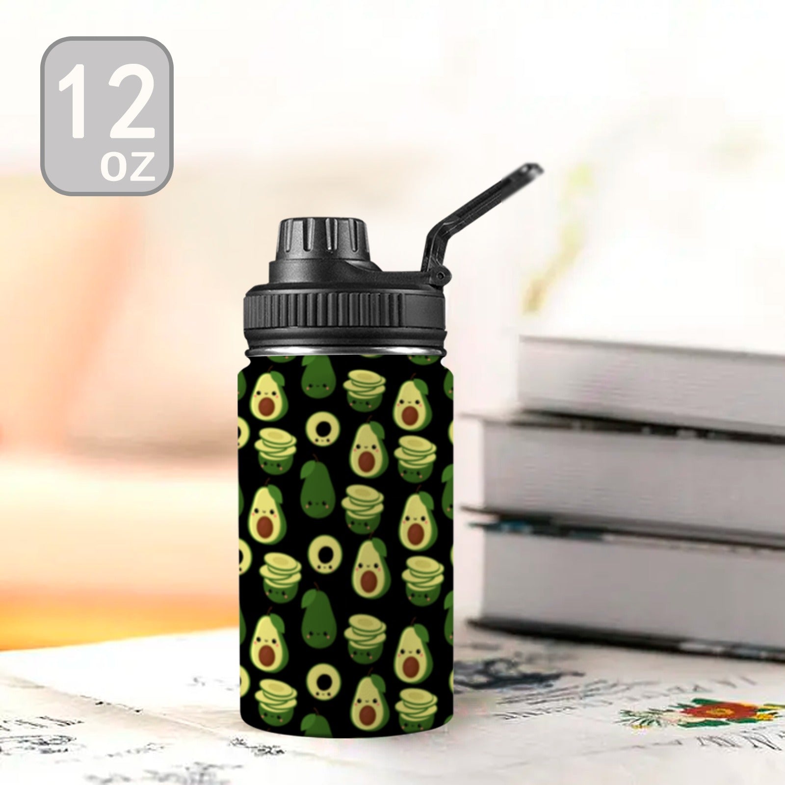 Cute Avocados - Kids Water Bottle with Chug Lid (12 oz) Kids Water Bottle with Chug Lid Food Printed Offshore