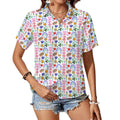 Rainbows And Butterflies Women's Short-Sleeve Button Up Shirt white Women's Short-Sleeve Button Up Shirt animal Printed Offshore