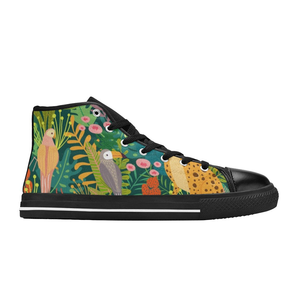 Tropical Jungle Animals - Kids High Top Canvas Shoes
