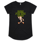 Here For The Food - Womens Scoop Neck T-Shirt Black Womens Scoop Neck T-shirt Food Printed In Australia