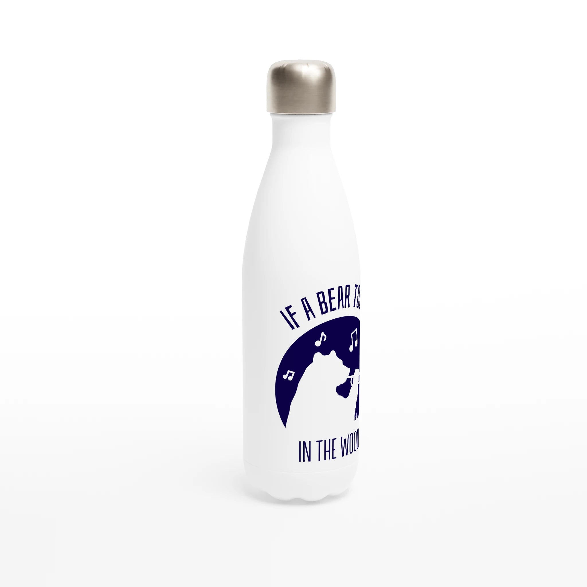 If A Bear Toots In The Woods, Trumpet Player - White 17oz Stainless Steel Water Bottle White Water Bottle animal Globally Fulfilled Music