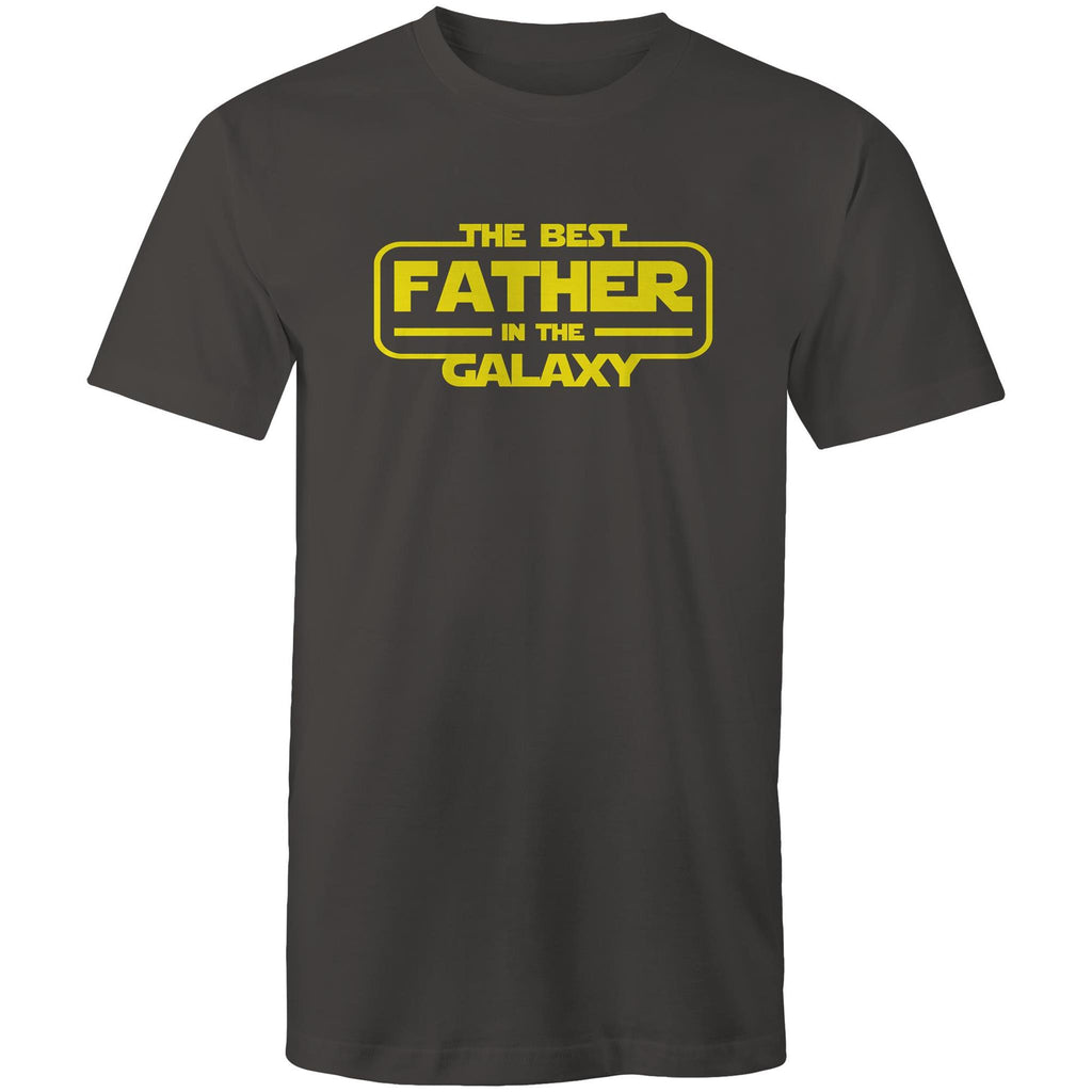 The Best Father In The Galaxy - Mens T-Shirt Charcoal Mens T-shirt Dad Printed In Australia