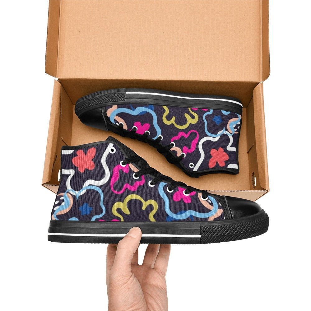 Floral In The Abstract - Men's High Top Canvas Shoes