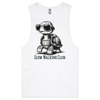 Slow Walking Club, Tortoise Mens Men's AS Colour Drop Arm Tank Top White Drop Arm Tank Top Fitness Printed In Australia