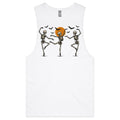 Skeleton Dance - Mens Tank Top Tee White Drop Arm Tank Top Halloween Printed In Australia