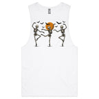 Skeleton Dance - Mens Tank Top Tee White Drop Arm Tank Top Halloween Printed In Australia