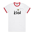 Bee Kind - Staple Ringer Tee White Red Ringer T-Shirt Kindness Printed In Australia